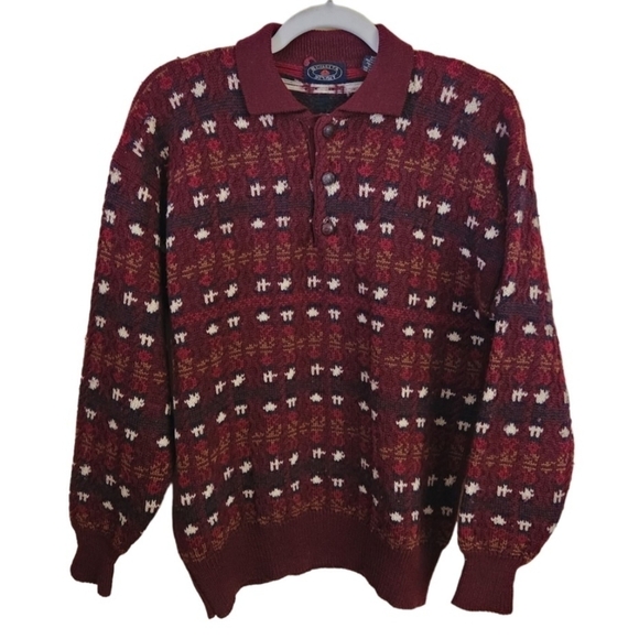 Vintage 80s Wool Collared Cable Knit Sweater Regattas Sport Size M - Picture 1 of 6